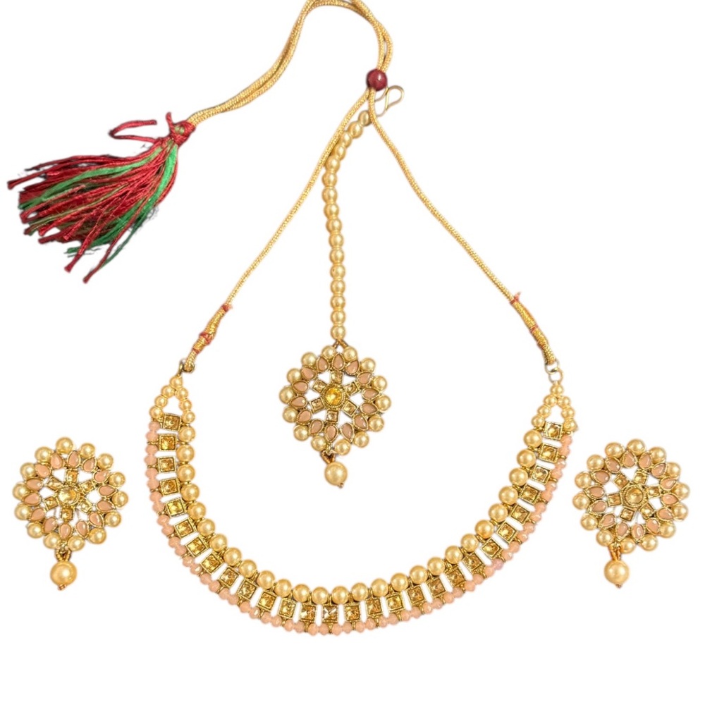 Gold and Pink Necklace Set
